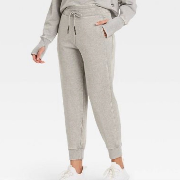 JoyLab Pants - Women's Mid-Rise French Terry Acid Wash Jogger Pants - JoyLab - Sz L